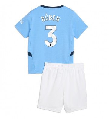 Manchester City Ruben Dias #3 Replika Babytøj Hjemmebanesæt Børn 2024-25 Kortærmet (+ Korte bukser)